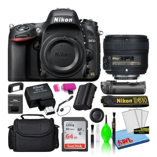 Nikon D610 Digital Camera With 50mm Lens, MBD-14 Grip, WU-1b Adapter 13550, Intl 3 Nikon D610 Digital Camera With 50mm Lens, MBD-14 Grip, WU-1b Adapter 13550, Intl