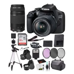 Canon® Canon EOS 2000D (REBEL T7) DSLR Camera 18-55MM IS Ii And EF 73-300mm Lens Bundle �SanDisk 32gb + MORE - International