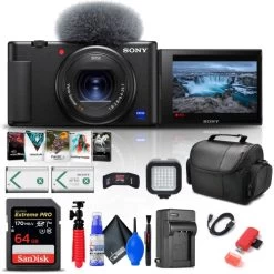 Sony ZV-1 Digital Camera + 64GB Memory Card + Photo Software + Battery + More
