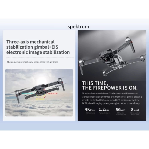 ISPEKTRUM ISKF101 Drone 4K Camera 3-Axis Gimbal Smart Hover 30-Min Flight RC Quadcopter With Advanced Auto Return, 1.2KM Video Transmission, Gravity Sensor 4 ISPEKTRUM ISKF101 Drone 4K Camera 3-Axis Gimbal Smart Hover 30-Min Flight RC Quadcopter With Advanced Auto Return, 1.2KM Video Transmission, Gravity Sensor - Image 2