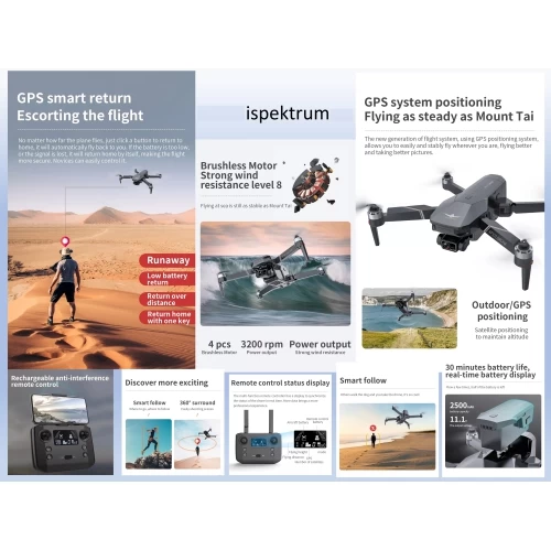 ISPEKTRUM ISKF101 Drone 4K Camera 3-Axis Gimbal Smart Hover 30-Min Flight RC Quadcopter With Advanced Auto Return, 1.2KM Video Transmission, Gravity Sensor 6 ISPEKTRUM ISKF101 Drone 4K Camera 3-Axis Gimbal Smart Hover 30-Min Flight RC Quadcopter With Advanced Auto Return, 1.2KM Video Transmission, Gravity Sensor - Image 4