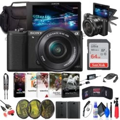 Sony Alpha A5100 Mirrorless Digital Camera With 16-50mm Lens + Filter Kit + More
