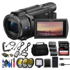 Sony FDR-AX53 4K Ultra HD Handycam Camcorder + 64GB Card + 2 X NP-FV70 + More