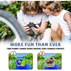 Digital Camera For Kids, 600mAh Battery, 30 Cartoon Frames And 6 Color Filters, HD 1080p Video Camera For Girls And Boys With 32GB SD Card. (Black) -Outdoor Camera Shop 16592447 3