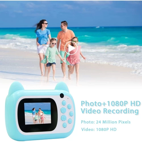 Instant Print Camera For Kids, Dual Lens And Zero Ink Video Camera With 3 Rolls Print Paper Camera. (Green) 7 Instant Print Camera For Kids, Dual Lens And Zero Ink Video Camera With 3 Rolls Print Paper Camera. (Green) - Image 5