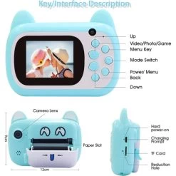 Instant Print Camera For Kids, Dual Lens And Zero Ink Video Camera With 3 Rolls Print Paper Camera. (Green) 17 Instant Print Camera For Kids, Dual Lens And Zero Ink Video Camera With 3 Rolls Print Paper Camera. (Green) -Outdoor Camera Shop 16592448 7