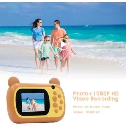 Instant Print Camera For Kids, Dual Lens And Zero Ink Video Camera With 3 Rolls Print Paper Camera. (Brown) -Outdoor Camera Shop 16592449 4