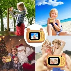 Instant Print Camera For Kids, Dual Lens And Zero Ink Video Camera With 3 Rolls Print Paper Camera. (Brown) -Outdoor Camera Shop 16592449 5