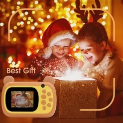 Instant Print Camera For Kids, Dual Lens And Zero Ink Video Camera With 3 Rolls Print Paper Camera. (Brown) -Outdoor Camera Shop 16592449 6