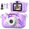 Unicorn Camera For Kids, 2.0-inch HD IPS Eye Protection Screen, HD Video Recording Camera With 28 Frames And 6 Filters, For Birthday Gifts, With 32GB SD Card. (Purple) -Outdoor Camera Shop 16592465
