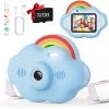 Digital Camera For Kids With Rainbow Design, 2.4-inch IPS Screen, Dual Camera, 8x Zoom, Mp3, Video Recording, And Built-in 1000mAh Battery. (Blue) -Outdoor Camera Shop 16625189