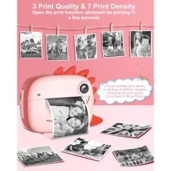 Instant Print Camera For Kids, 2.0 Inch Screen,1000mAh Battery, 4 Puzzle Games, And Zero Ink Print Camera With 3 Rolls Print Paper Camera. (Pink-Red) -Outdoor Camera Shop 16625190 2