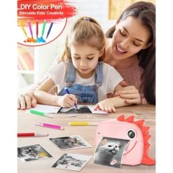 Instant Print Camera For Kids, 2.0 Inch Screen,1000mAh Battery, 4 Puzzle Games, And Zero Ink Print Camera With 3 Rolls Print Paper Camera. (Pink-Red) -Outdoor Camera Shop 16625190 3