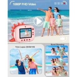 Instant Print Camera For Kids, 2.0 Inch Screen,1000mAh Battery, 4 Puzzle Games, And Zero Ink Print Camera With 3 Rolls Print Paper Camera. (Pink-Red) -Outdoor Camera Shop 16625190 5