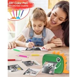 Instant Print Camera For Kids, 2.0 Inch Screen,1000mAh Battery, 4 Puzzle Games, And Zero Ink Print Camera With 3 Rolls Print Paper Camera. (Green-Yellow) -Outdoor Camera Shop 16625191 3