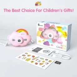 Digital Kids Camera With Rainbow Design, 2.4-inch IPS Screen, Dual Camera, 8x Zoom, Mp3, Video Recording, And Built-in 1000 MAh Battery. (Pink) -Outdoor Camera Shop 16625215 5