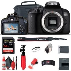 CanonĀ® Canon EOS Rebel 800D / T7i DSLR Camera + 64GB Memory Card + Case Base Bundle