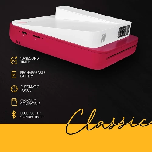 KODAK SMILE Classic Instant Print Digital Camera For 3.5 X 4.25 Zink Photo Paper, Red 5 KODAK SMILE Classic Instant Print Digital Camera For 3.5 X 4.25 Zink Photo Paper, Red - Image 3