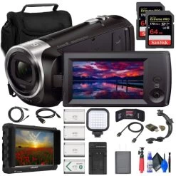 Refurbished (Good) - Sony HDR-CX405 HD Handycam + 4K Monitor + 2 X 64GB Card + Bag + More