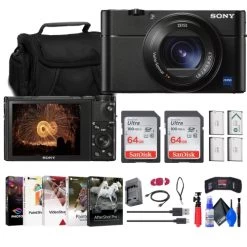 Refurbished (Good) - Sony Cyber-shot DSC-RX100 VA Digital Camera + Case + 2 X 64GB Card + More
