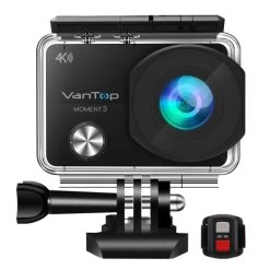VanTop Moment 3, 4K Wi-Fi Action Camera-Sports Camera With16MP Sony Sensor, GoPro Compatible Case, Remote Control, Ultra Wide View Angle