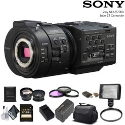 Sony NEX-FS700R Super 35 Camcorder With 64GB Memory Card, Extra Battery And Charger, UV Filter, LED Light, Case, Telephoto Lens, Wide Angle Lens, And More - Advanced Bundle
