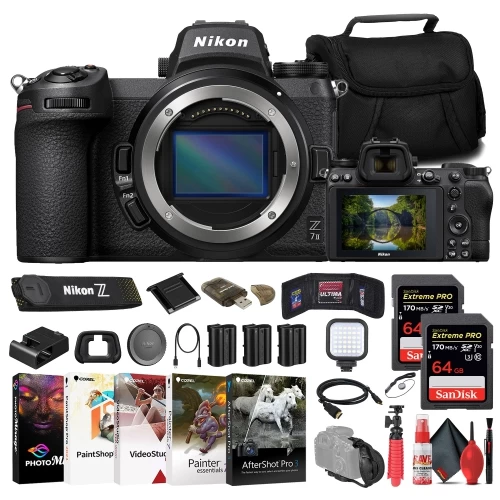 Nikon Z7 II Mirrorless Camera + 2 X 64GB Card + Bag + 2 X Battery + More 3 Nikon Z7 II Mirrorless Camera + 2 X 64GB Card + Bag + 2 X Battery + More