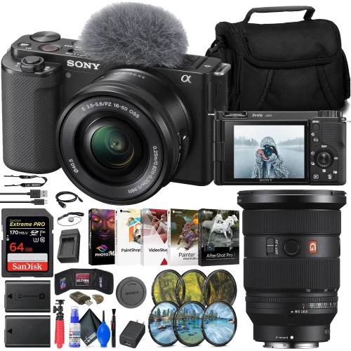 Sony ZV-E10 Mirrorless Camera W/ 16-50mm Lens + 24-70mm Lens + 64GB Card 3 Sony ZV-E10 Mirrorless Camera W/ 16-50mm Lens + 24-70mm Lens + 64GB Card