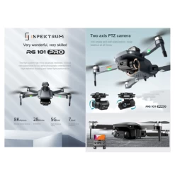 ISPEKTRUM RG101 Pro Drone 4K Dual Camera 2-Axis Gimbal 360 Obstacle Avoidance 30-Min Flight Time RC Quadcopter With Advanced Auto Return, 3km Video Transmission -Outdoor Camera Shop 16708300 3