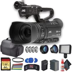 JVC GY-HM180 Ultra HD 4K Camcorder With HD-SDI (GY-HM180U) With Extra Battery, UV Filter, Close Up Diopters, Wide Angle