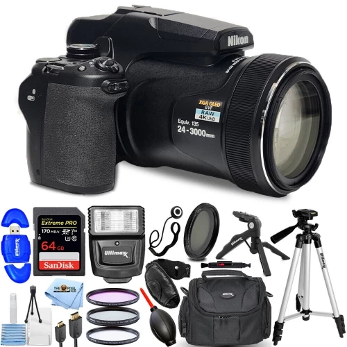 Nikon COOLPIX P1000 16MP Digital Camera + 64GB + TTL Flash + Filter Kit Bundle 3 Nikon COOLPIX P1000 16MP Digital Camera + 64GB + TTL Flash + Filter Kit Bundle