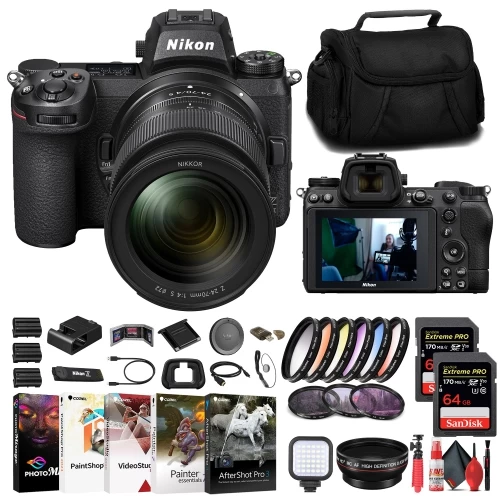 Nikon Z7 II Mirrorless Camera W/ 24-70mm F/4 Lens + 2 X 64GB Card + Filter + More 3 Nikon Z7 II Mirrorless Camera W/ 24-70mm F/4 Lens + 2 X 64GB Card + Filter + More