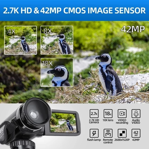 NBD Video Camera 2.7K Ultra HD 42MP Youtube Vlogging Camera 3.0” Camcorder With Remote Control 4 NBD Video Camera 2.7K Ultra HD 42MP Youtube Vlogging Camera 3.0” Camcorder With Remote Control - Image 2