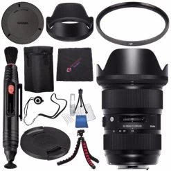 Sigma 24-35mm F/2 DG HSM Art Lens For Nikon F #588955 + Lens Pen Cleaner + Microfiber Cleaning Cloth + Lens Capkeeper + Deluxe Cleaning Kit + Flexible Tripod Bundle (International