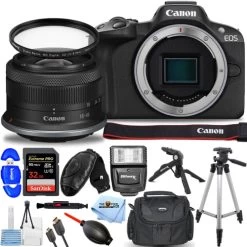 Canon® Canon EOS R50 Mirrorless Camera With 18-45mm Lens (Black) 5811C012 - 7PC Bundle
