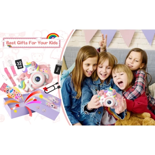 Upgraded Unicorn Camera For 3-8 Years Old Kids, Selfie Camera 20.0 MP HD 1080P IPS Screen, Built-in 1000 MAh Rechargeable Battery, Dual Digital Toy Camera With 32GB SD Card. 9 Upgraded Unicorn Camera For 3-8 Years Old Kids, Selfie Camera 20.0 MP HD 1080P IPS Screen, Built-in 1000 MAh Rechargeable Battery, Dual Digital Toy Camera With 32GB SD Card. - Image 7