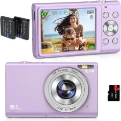 Compact Digital Camera With Auto Focus, 2.7K Vlogging Camera, HD 48MP, 16X Digital Zoom, 32GB Memory Card