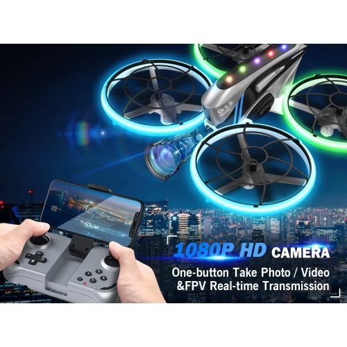 Skyquad RC Drone With HD FPV Camera - Great Toys Gifts For Boys And Girls, Suitable For Kids And Adults, Equipped With Cool LED Lights, Full Protective Guards 4 Skyquad RC Drone With HD FPV Camera - Great Toys Gifts For Boys And Girls, Suitable For Kids And Adults, Equipped With Cool LED Lights, Full Protective Guards - Image 2