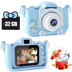 Kids Camera Toys For 3-12 Year Old Boys/Girls, Kids Digital Camera For Toddler With Video, Christmas Birthday Festival Gifts For Kids, Selfie Camera For Kids, 32GB TF Card