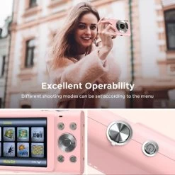 Auto Focus Digital Camera - A 2.7K Vlogging Camera With HD 48MP Resolution, 16X Digital Zoom, And It Includes A 32GB Memory Card, 2 Batteries, And A Charger. Color: Pink. -Outdoor Camera Shop 17242704 3