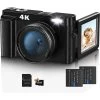 4K 48MP Autofocus Vlogging Camera - This Camera Includes A 32GB Memory Card, 16X Digital Zoom, And Comes With 2 Batteries. It's A Powerful Tool For Photography Color: Black.