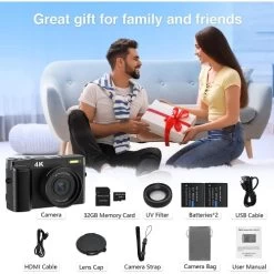 4K 48MP Autofocus Vlogging Camera - This Camera Includes A 32GB Memory Card, 16X Digital Zoom, And Comes With 2 Batteries. It's A Powerful Tool For Photography Color: Black. -Outdoor Camera Shop 17242711 6