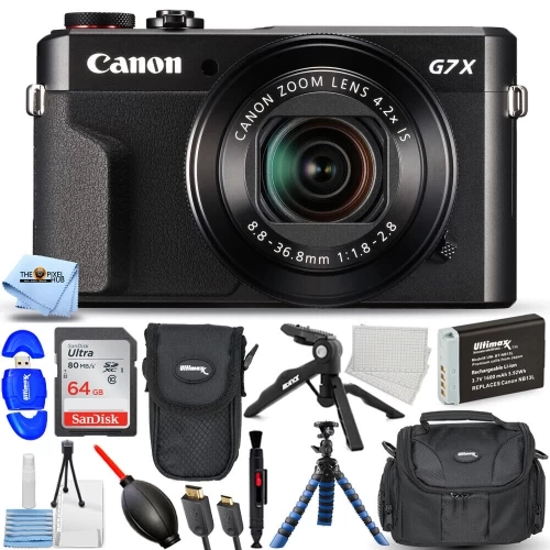 Canon® Canon PowerShot G7 X Mark II Digital Camera + EXT BATT + 64GB + Tripod Bundle 3 Canon® Canon PowerShot G7 X Mark II Digital Camera + EXT BATT + 64GB + Tripod Bundle