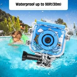 Kids Waterproof Camera - A Digital Underwater Action Camera Designed For Kids Aged 3-13. Comes With A 32GB TF Card And An Anti-Fall Silicone Case, Available In Blue. -Outdoor Camera Shop 17254852 3