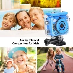 Kids Waterproof Camera - A Digital Underwater Action Camera Designed For Kids Aged 3-13. Comes With A 32GB TF Card And An Anti-Fall Silicone Case, Available In Blue. -Outdoor Camera Shop 17254852 5